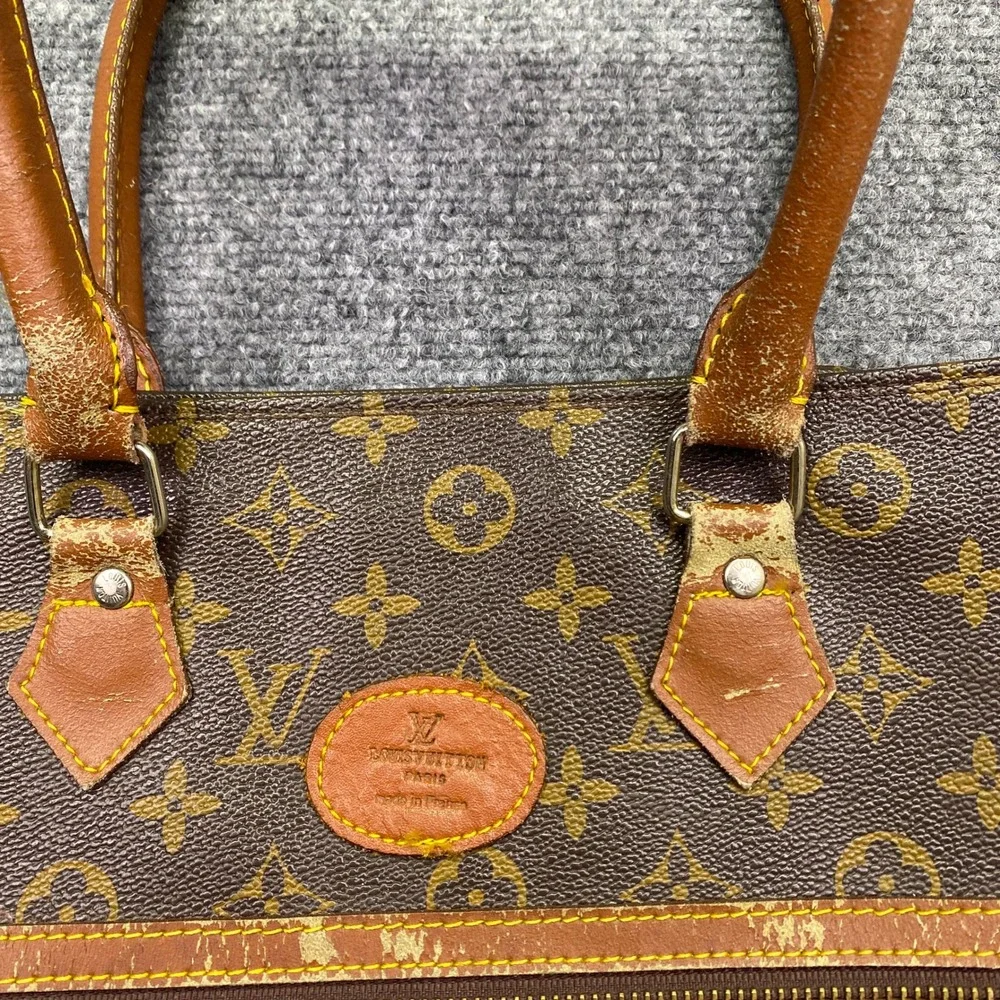 Louis Vuitton Monogram Sac Plat Tote Bag Brown Canvas Vintage M53152